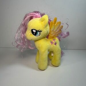 Ty My Little Pony Sparkle Fluttershy Plush Yellow Pink Hair Tinsel Wings 2015